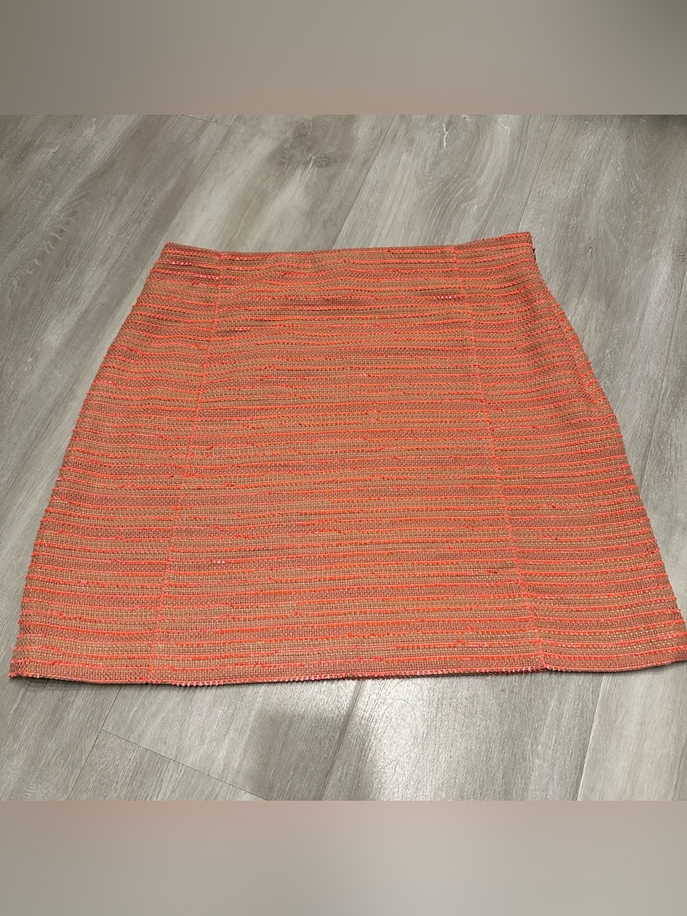 Ann Taylor Loft Orange Peach Lined Tweed Mini Skirt Sz 10 M
